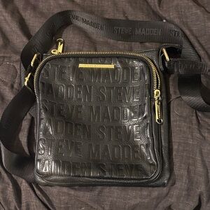 Steve Madden Embossed Black Messenger Bag